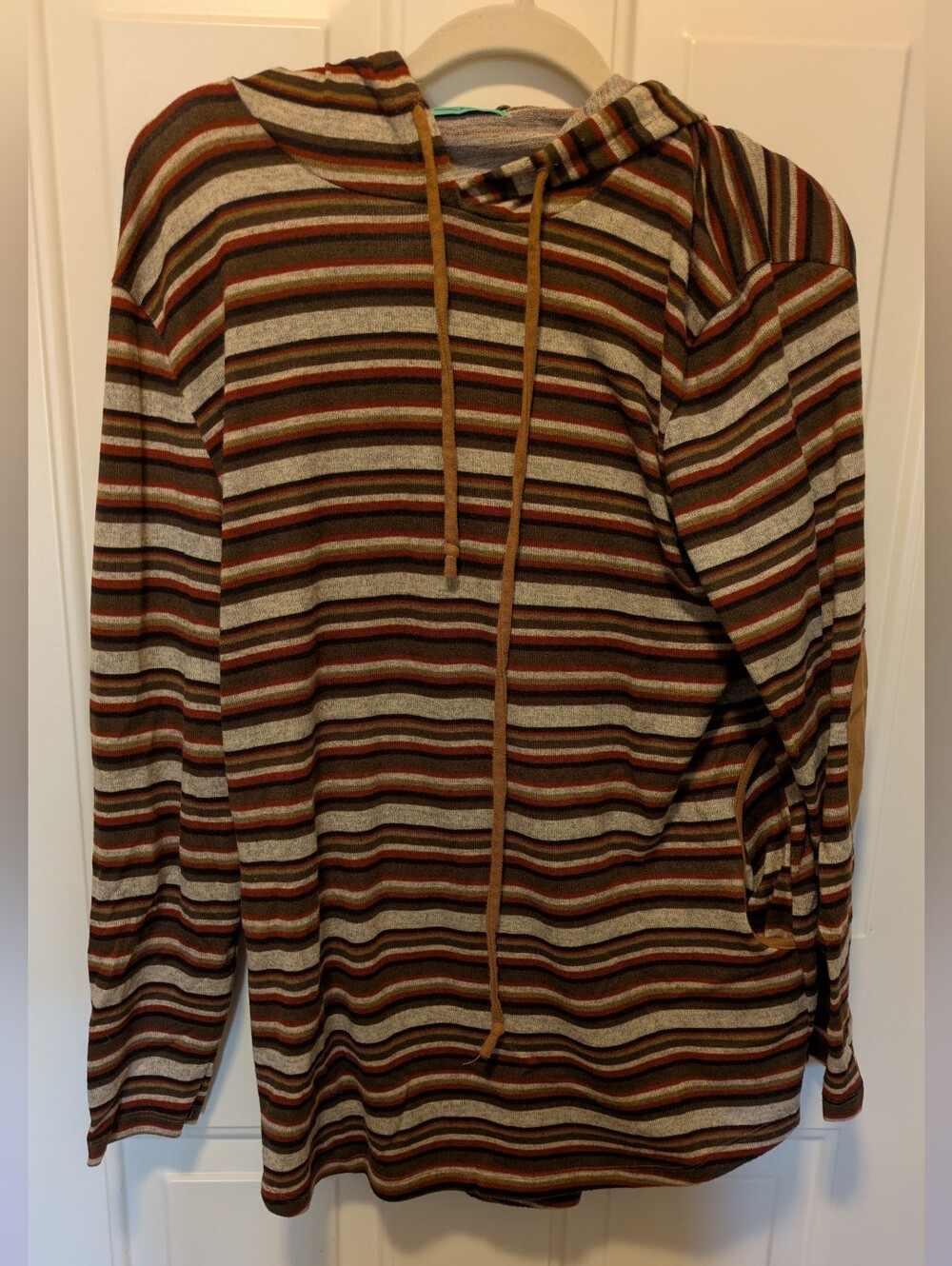 Sunshine & Rodeos Striped Hooded Sweater - Brown & Gray